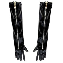 Gants longs en cuir PU pour femme avec fermeture éclair, accessoire de cosplay moto pour soirées et fêtes.