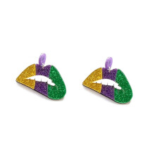 Acryl-Ohrstecker im Mardi-Gras-Stil, hypoallergen, nickelfrei, mehrfarbig, für Karneval, Feiertage und den Alltag