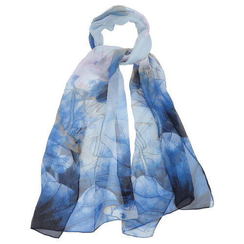 Women's Lotus Pattern Georgette Scarf Thin Shawl Wrap 160x50cm
