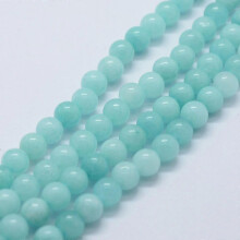 Perles de jade blanc naturel rondes de 8 mm, trou de 1,5 mm, collier de 48 perles de 36,5 cm