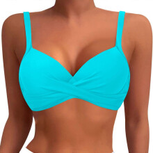 Beugelbikinitop met push-up effect, gewatteerde badbeha, lichtblauw XL, verstelbare bandjes