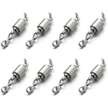 Schraubverschluss mit Magnetverschluss, 6 mm, silberfarbenes, blei- und cadmiumfreies Messing, 8 Stück