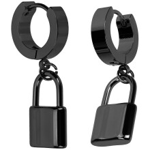 Zwarte titanium stalen oorringen met slotkop voor dames, legering, 1,90 x 1,00 x 0,50 cm
