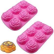 Blumenförmige Silikonformen, 2-teilige 3D-Backformen für Kuchen, Seife und Schokolade