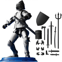 (black) Magnetic Medieval Knight Action Figure Set,T13 Figures DIY Multi-Jointed Movable Toy with Weapons