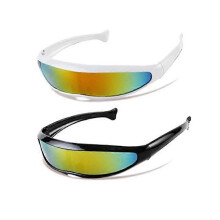 Lunettes de soirée spatiales pour cosplay, festival de musique et Halloween, avec monture en plastique et verres miroirs