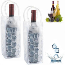 Sacchetto refrigerante per vino, confezione da 2, in PVC bianco, riutilizzabile, alto 25 cm, ideale per conservare il vino in frigorifero.