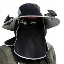 Cappello con ventilatore solare ricaricabile USB, protezione solare a tesa larga, in chinlon, per attività outdoor