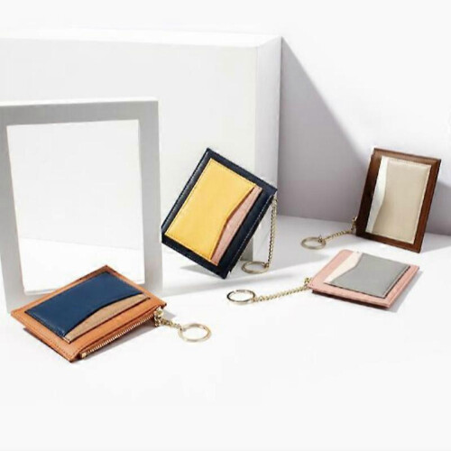 Multi-card Zipper Wallet with Stitching Design PU Leather Small Slim Cute Mini Bag 2