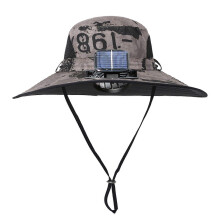 Outdoor Solar Ventilatorhut, breite Krempe, Duale Solar- und USB-Stromversorgung, abnehmbarer Ventilator, für Damen Herren Angeln Strand