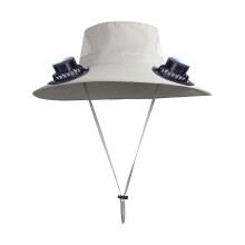 Breiter Solarventilator-Angelhut für Outdoor-Aktivitäten, 3 Geschwindigkeitsstufen verstellbar, Sonnenschutz, atmungsaktives Netzgewebe, Weiß