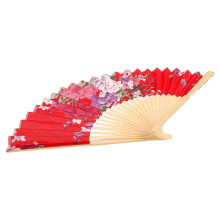 Handfächer aus Holz und Stoff, faltbar, chinesisches Tanzaccessoire für Hochzeitsdekorationen, 35 x 20,2 x 1 cm