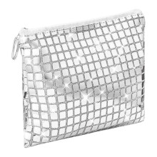 Travel Makeup Bag Toiletry Bag Polyester Glossy Zipper Closure Compact 20cmx16cm