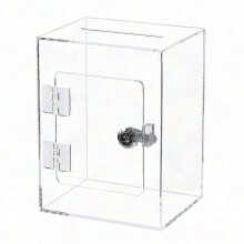 Clear Acrylic Donation Ballot Box with Lock and Key | Shatterproof Transparent Design