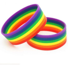 Rainbow Rubber Silicone Bracelets, LGBTQIA Pride Rainbow Flag Bangles, for Daily Wear Party Holiday