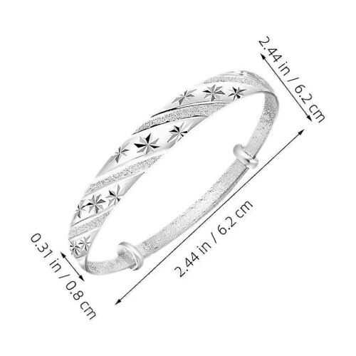 Silver Bangle Bracelet for Women Adjustable Copper Bracelet 1
