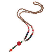 Vintage etnische houten kralen Boeddha hanger ketting voor mannen en vrouwen