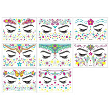 Autocollants fluorescents pour le visage, 8 pièces, strass néon UV auto-adhésifs à paillettes pour soirées fluo, multicolores