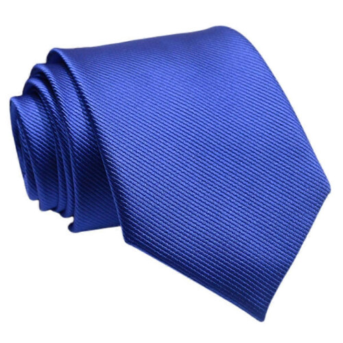 Men's Satin Tie Set, Blue Solid Color, 3 Inch Width 57 Inch Length