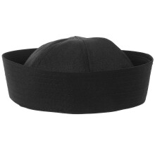 Klobúk námorníckeho kapitána, čierny polyester, 21x21x6cm, na kostýmové párty, Halloween, cosplay, námorné akcie