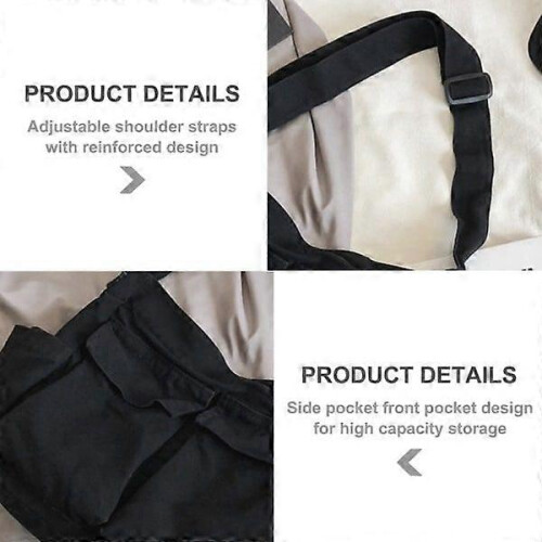 Messenger Bag for School Vintage Black Canvas Horizontal Ladies 2