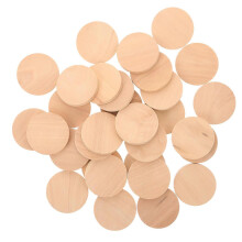 Rondelles de bois brut de 35 mm de diamètre, couleur kaki, lot de 50, découpes en bois lisse vierges pour projets de bricolage