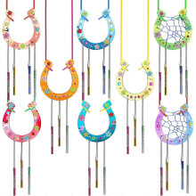 Kit de carillon éolien en bois forme fer à cheval, 16 pièces, 4 couleurs tubes, pour activités manuelles enfants