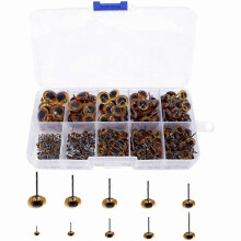 Kits d'yeux en verre ambré, lot de 100, 10 tailles (3 à 12 mm), pour le feutrage à l'aiguille d'ours, de poupées, de leurres et la couture.