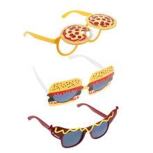 Lunettes de soleil fantaisie lot de 3, thème pizza hamburger hot-dog, polycarbonate, pour soirées et fêtes