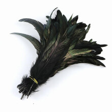 50 plumes de queue de coq noires naturelles, 40 cm de longueur, pour la décoration de chapeaux et autres créations artisanales.