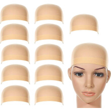 Pruikmutsjes, 12 stuks, elastisch nylon, naturel beige, one size fits most, voor dames en heren