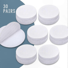 Attaches auto-agrippantes rondes, diamètre 50 mm, 30 paires, nylon blanc, pour fixation de tissus intérieurs et extérieurs
