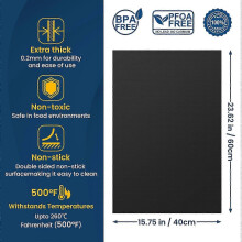 Oven Mat, 2 Pack, 23.6 x 15.7 Inches, Heat Resistant to 500F, Reusable Teflon Sheets for Oven Bottom, BPA Free Cuttable Oven Liner