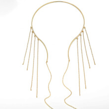 Collier ras du cou, style punk, long pompon exagéré, perles d'imitation ouvertes, alliage de zinc électroplaqué, périmètre 31-40 cm