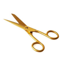 Ciseaux en acier inoxydable, 18 cm, finition plaquée or, pour la couture, le travail du tissu et du cuir, la broderie, la cuisine et le bureau.