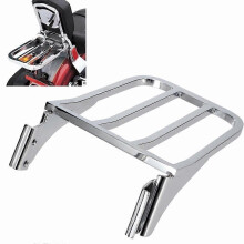 Porte-bagages chromé avec dossier et sissy bar pour moto, compatible avec Harley Davidson Dyna Softail Sportster