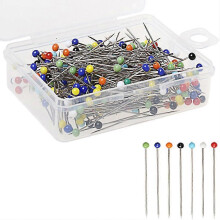 Alfileres de costura, 100 piezas, agujas de coser rectas de acero con cabeza de bola de cristal de colores para manualidades y proyectos de costura.