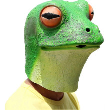 Latex kikkermasker voor Halloween, groen dierenmasker met kijkgaten.