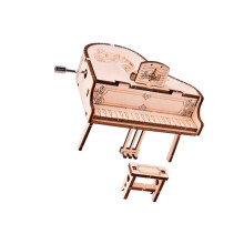 Kit de boîte à musique à manivelle en bois 3D à monter soi-même, pour décorer un bureau.