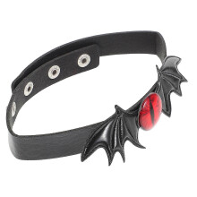 Náhrdelník s netopierím chokerom pre halloweenský kostým, punkový gotický, PU koža, hrubé netopierie krídlo