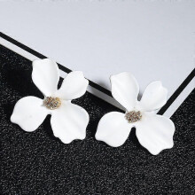 Flower Stud Earrings Alloy Golden White 26x27mm