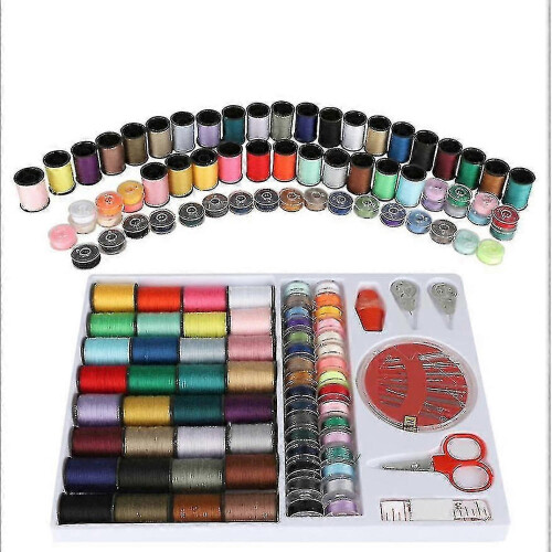 Sewing Kit with 64 Thread Spools, Needles, Thimble, Scissors, Measure Tape and Storage Box 2