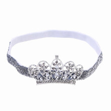 Couronne pour bébé fille, bandeau élastique argenté orné de strass, déguisement de fête