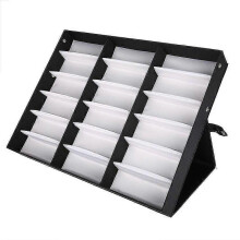 Étui à lunettes pliable avec serrure, organisateur de rangement à 18 compartiments pour lunettes de soleil