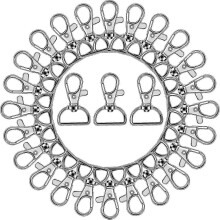 Fermoir mousqueton pivotant en alliage de zinc, lot de 50, rotation à 360 pour porte-clés à faire soi-même