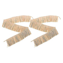 Franges en raphia pour loisirs créatifs, pompon tissé à la main en paille naturelle kaki, lot de 2