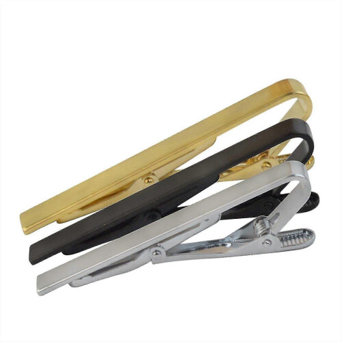 Set di 6 fermacravatte da uomo, color argento, oro e nero, per cravatte standard. 2