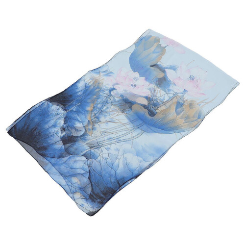 Women's Lotus Pattern Georgette Scarf Thin Shawl Wrap 160x50cm 1