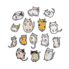 15 Stück Katzen-Stickerei-Stoffaufkleber für Jeans, Hemden, Taschen, 3D-Effekt