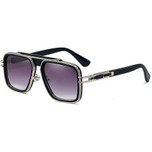 Lunettes de soleil carrées aviateur, protection UV, unisexe, style rétro, monture en plastique et métal.